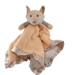 Stephan Baby Fox Plush Lovey Security Blanket Peach Cream Satin Trim Soft 17"